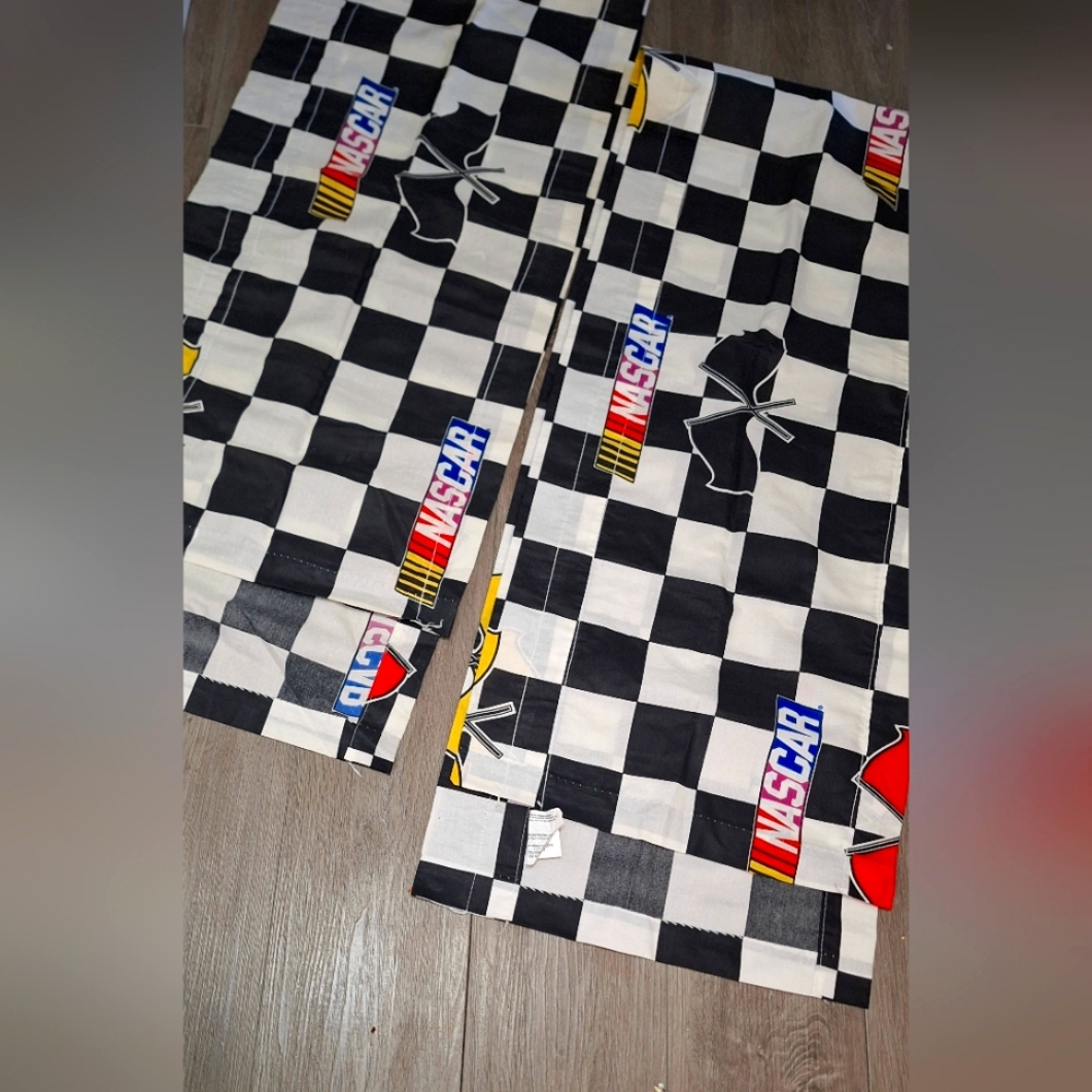 Vintage New  NASCAR 2 Valances/ Curtains 17 By 82